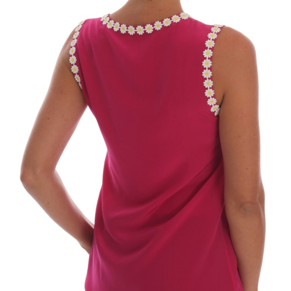 NWT DOLCE & GABBANA Pink Daisy Appliqué Top 10/L - Picture 3 of 7